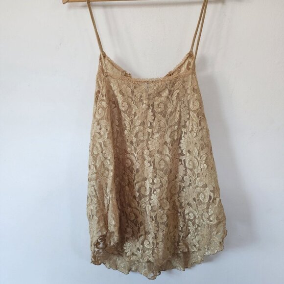 Cinema Etoile Lingerie Gold Lace Silk Large - Picture 4 of 5